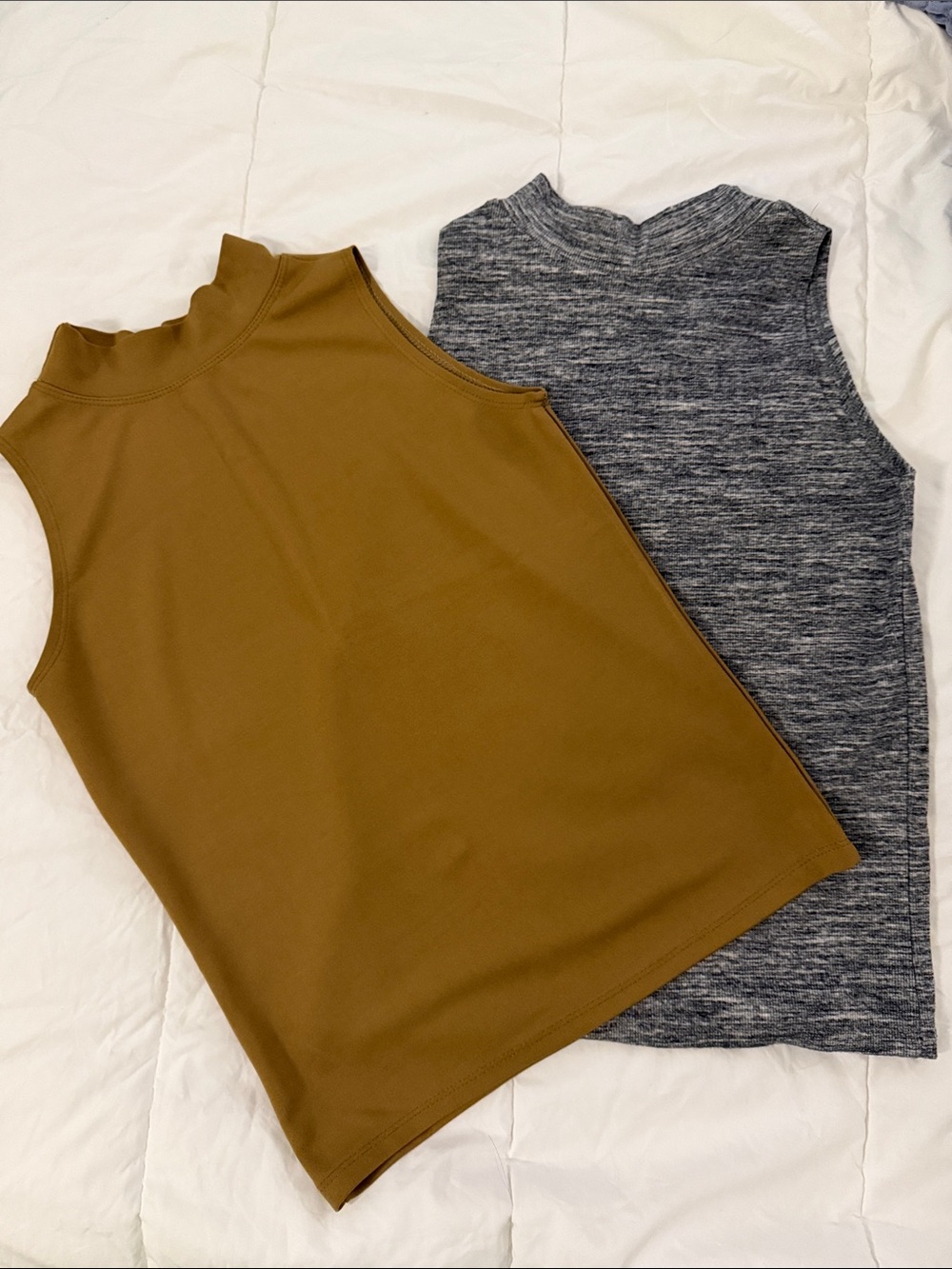 Sleeveless Mock Neck Tank Top in Brown and Grey (Set of 2)